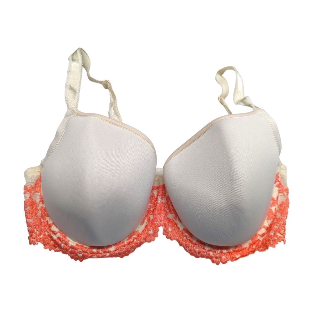 WACOAL EMBRACE LACE UNDERWIRE T-SHIRT BRA #853191 TAN W/ Pink TRIM SZ 38C